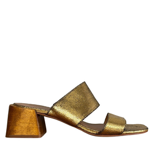 Bernardo Anthropologie Bri Metallic Gold Crackled Slide Sandal size 9